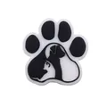 Close-up of black and white paw print silicone bead with cat and dog silhouettes for DIY crafts - Black