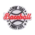 Baseball Mom Life PVC shoe charm accessory with red script and star detailing - White Baseball Mom Life Style / White