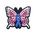 Pink and white butterfly shoe charm with blue ribbon detail for clog decoration - Pink Butterfly