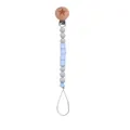 Detail of beech wood clip with silicone beads and BABY letter beads pacifier chain - Light Gray