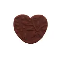 Dettaglio della perla in silicone a forma di cuore marrone scuro con goffratura foglia - Caffè Cuore