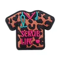 Leopard print scrub life PVC shoe charm with stethoscope for clogs accessories - Coffee Leopard (5574706002874) / Brown
