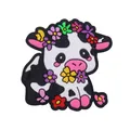 Cute cartoon cow silicone charm with colorful flower crown for DIY pacifier chains - Colorful Flower Crown Cow