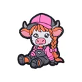 Cartoon cow silicone bead with pink hat and orange braids for DIY pacifier clips - Pink Hat Braided Highland Cow