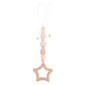 Catenella portaciuccio con perle all'uncinetto rosa e ciondolo a stella in faggio - Ornamento Sospeso Rosa
