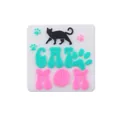 Abalorio de silicona Cat Mom para chupeteros y mordedores de silicona para bebés - Gato Mamá Verde