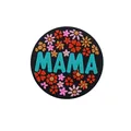 Perla rotonda in silicone per catenelle ciuccio con scritta MAMA e motivi floreali - Tondo Floreale Mama Verde