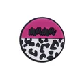 Ciondolo rotondo in silicone per scarpe con scritta 'mama' rosa e motivo leopardato - Mama Rosa