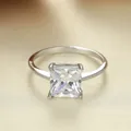 Silver square cut solitaire ring with princess cut zircon in four-claw setting - US 6 / White Gold With White Zirconia