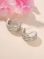 Créoles en C ajourées argentées ornées de zircons jaunes de taille marquise de luxe - Or Blanc Avec Zircon Jaune