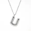 Collana con ciondolo lettera U stile palloncino 3D argento con finitura lucida - Lettera U Colore Acciaio
