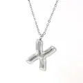 Collana con ciondolo a lettera X in argento stile palloncino con finitura lucida - Lettera X Colore Acciaio