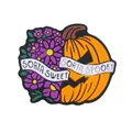 Halloween pumpkin floral PVC shoe charm with Sorta Sweet and Sorta Spooky text - Pumpkin
