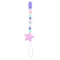 Pastel silicone baby pacifier clip with purple star and cute cartoon cloud bead - Purple