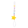 Pacifier clip with silicone cloud and star beads in soft pastel macaron colors - Yellow
