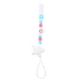 Pink and blue silicone pacifier clip with cloud and star beads for teething babies - White