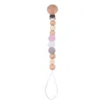 Sujeta chupete de madera de haya con cuentas de ganchillo en gris, blanco y rosa - Violeta Claro