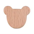 Natural beech wood bear-shaped teething ring and DIY pacifier chain accessory - Bear