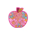 Abalorio de zapato manzana rosa con flores y frase TEACH LOVE INSPIRE - Manzana Rosa Con Impresión de Texto