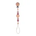 Schnullerkette aus rosa Silikon und Buchenholz mit herzförmigem Holzelement - Altrosa