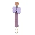 Handgefertigte Schnullerkette aus Buchenholz mit violetter Schleife und Baumwollband - Lila