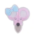 Pink cartoon scissors teething charm with blue bow and glitter for DIY baby pacifier chains - Pink Scissor
