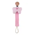 Rosa Schnullerkette mit Buchenholz-Clip und strukturierter Schleife aus Baumwolle - Rosa
