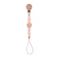 Schnullerkette aus rosa Silikon und Buchenholz mit Herzperle und sicherem Holzclip für Babys - Rosa