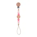 Schnullerkette mit rosa Silikonperlen, Holzherz und Clip aus hochwertigem Buchenholz - Rosa