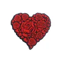 Red heart-shaped silicone shoe charm with 3D rose patterns and small heart accents - Rose Heart