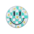 Cartoon Smiley Gänseblümchen Silikonperle für Schnullerketten in Cyan-Schachbrett - Grün