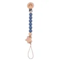 Blue silicone bead pacifier clip with rainbow wood clip and star pendant detail - Sapphire Blue