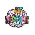 Colorful teacher apple PVC shoe charm with pencil and bow design for DIY accessories - Apple