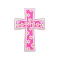 Rosafarbenes Beißring-Accessoire in Kreuzform mit weißen Gänseblümchen-Mustern - Fuchsia