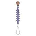 Baby pacifier clip with lilac silicone beads and natural beech wood clasp for teething - Lilac Purple