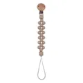 Beech wood and khaki silicone pacifier clip with geometric beads for baby soothing - Khaki