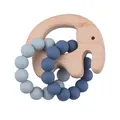 Baby DIY beech wood elephant teether with grey-blue silicone beads for teething - Elephant