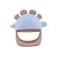 Anneau de dentition dinosaure en silicone bleu clair et marron avec poignée - Bleu clair