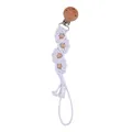 Catenella portaciuccio in faggio e cotone bianco fatta a mano con margherite tessute - Bianco