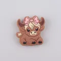 Cuenta de silicona de vaca de las tierras altas con lazo rosa para manualidades - Estilo de lazo rosa