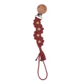 Catenella portaciuccio intrecciata a mano rosso scuro con perle in legno di faggio - Borgogna