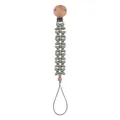 Schnullerkette mit salbeigrünen Silikonblüten und Clip aus Buchenholz - Salbeigrün