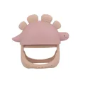 Silicone dinosaur baby teether toy in rose pink with textured surface for soothing - Dusty Rose