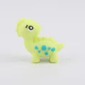 Grüne Silikonperle Comic Dinosaurier mit blauen Punkten für DIY Schnullerketten - Fluoreszierendes Grün
