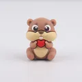 Brown cartoon squirrel silicone teether bead for baby pacifier clips and DIY crafts - Khaki