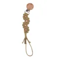 Handgefertigte Schnullerkette in Khaki-Baumwolle mit Buchenholzperlen und Clip - Oliv