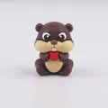 Brown cartoon squirrel silicone bead with red heart for baby pacifier clip DIY - Brown