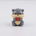 Cartoon squirrel charm with red heart for DIY pacifier clips and baby teething beads - Gray
