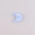 Perla luna in silicone blu con motivi di foglie bianche per penne fai-da-te - Blu chiaro