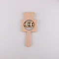Beech wood bear baby rattle with mint green beads and natural wooden rings for teething - Light Green